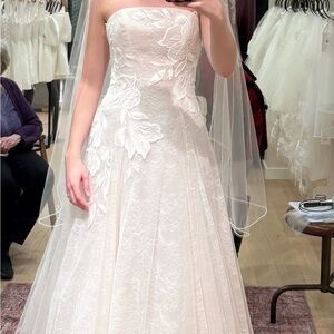 JENNY BY JENNY YOO CARMELLA OFF-SHOULDER APPLIQUÉ LACE A-LINE WEDDING GOWN